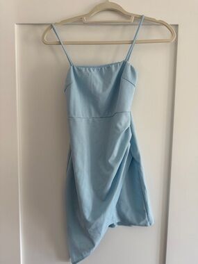 Blue Spaghetti-Strap Mini Dress
